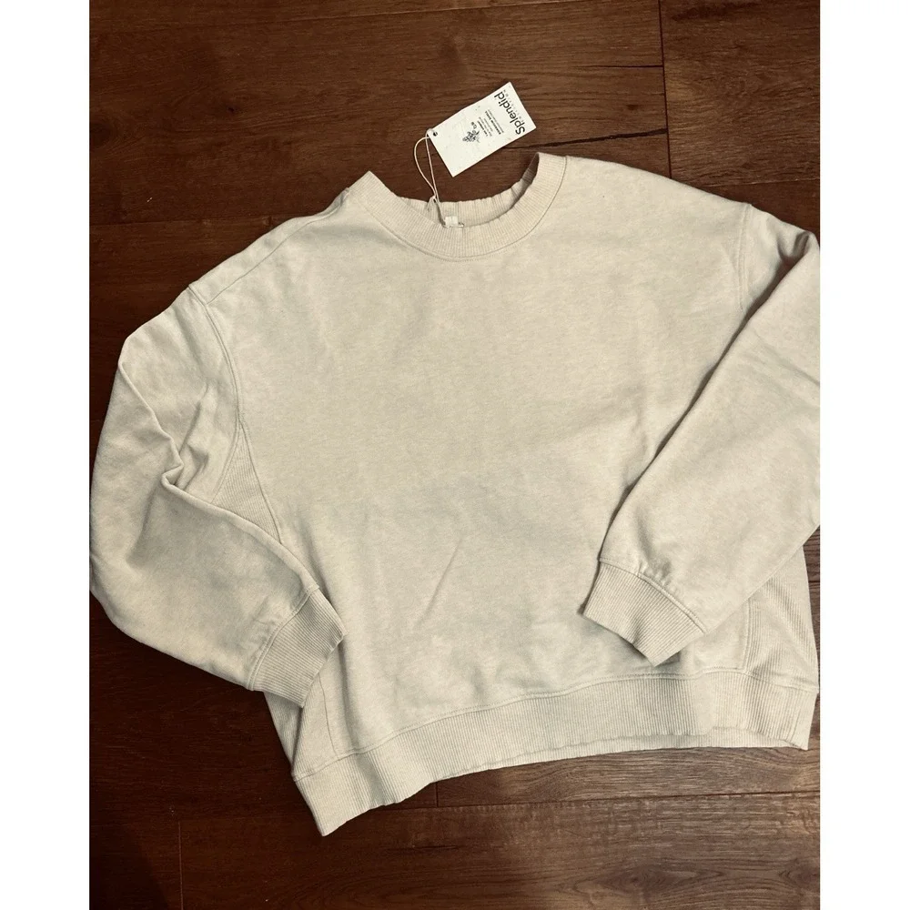 SPLENDID Crewneck Pullover Women's Sweatshirt Top Med RS2K780 Beige neutral‎